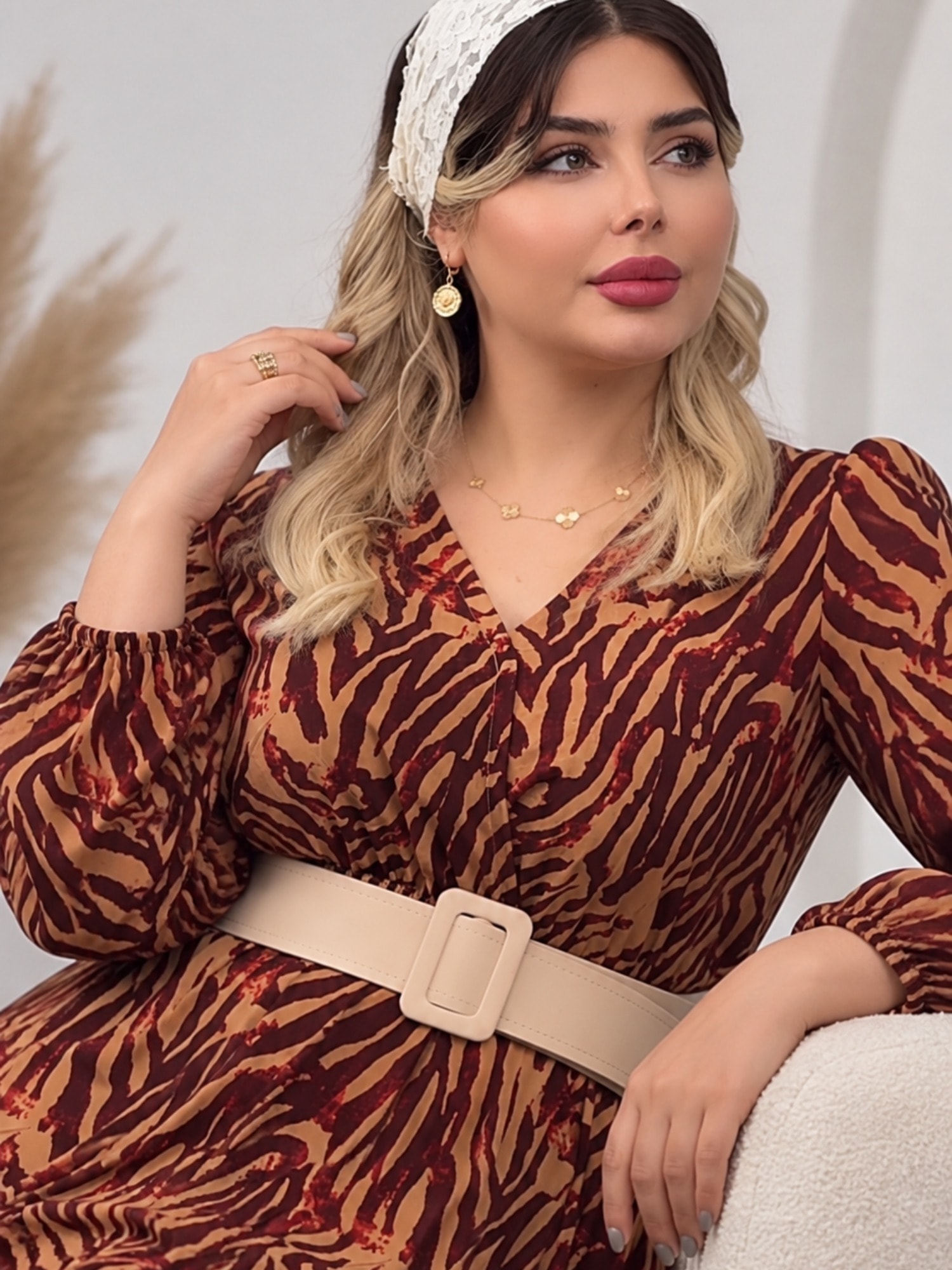پیراهن ساحلی زبرا زرشکی